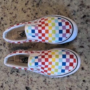 Vans slip-on rainbow checkerboard women's size 9, men's size 7.5
